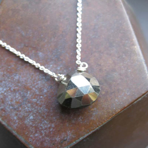 Ball & Chain: Necklace - PYRITE faceted briolette