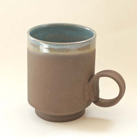 Of Hand Ceramics: Mug - rustic brown with blue glaze