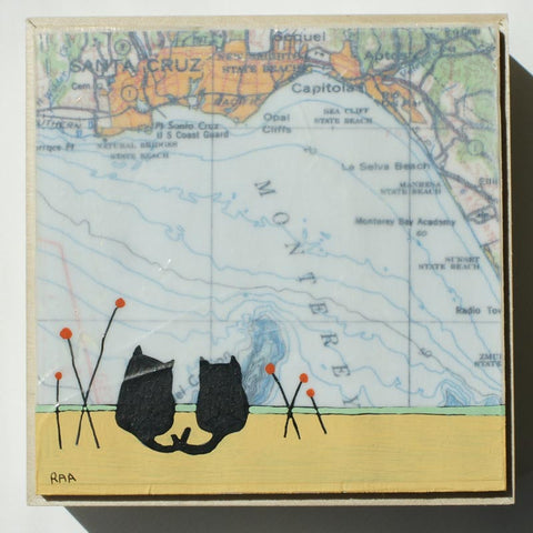 Rachel Austin: Mixed Media Map Painting - santa cruz