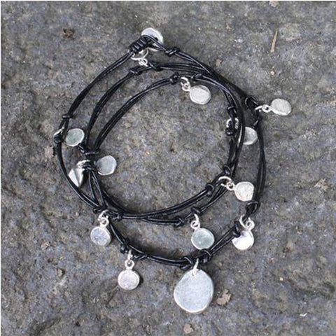 Bauxo: Robin Bracelet - silver & black leather