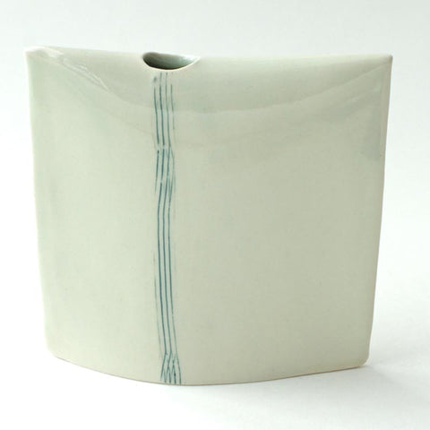 Taylor Ceramics: Pillow Vase - medium with blue stripes 1