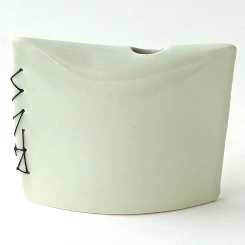 Taylor Ceramics: Pillow Vase - small with black linen thread