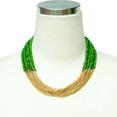 Studiohx3: Necklace - boho chic green