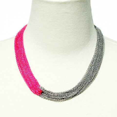 Studiohx3: Necklace - multi strand neon pink