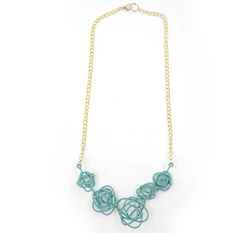 Repeat Offfender: Necklace - sprouted spirals teal