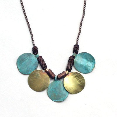 Sibilia: Necklace - brass & patina disks