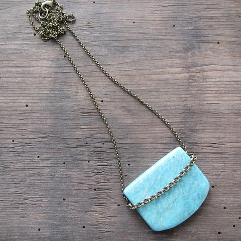 Stowaway Jewelry: Necklace - long slab amazonite