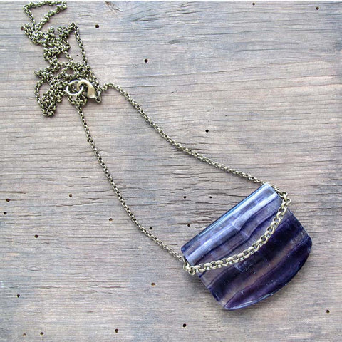 Stowaway Jewelry: Necklace - long slab fluorite