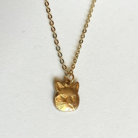 Totinette: Necklace - little brass cat head