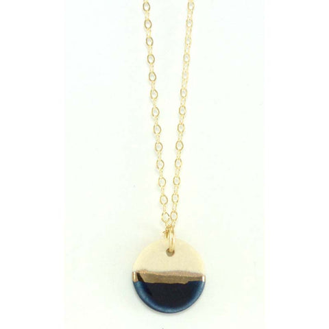 Zoe Comings: Necklace - navy & gold circle